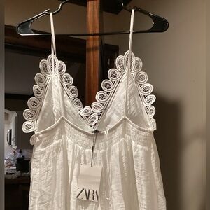 Zara  Textured white beach dress